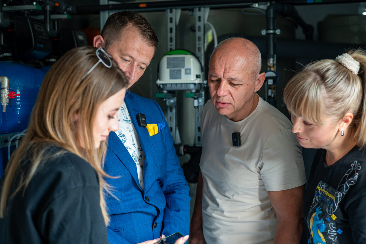 Interior of a ReH2O water purification station with filtration equipment
